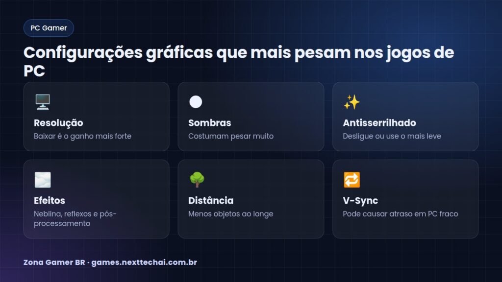 Configurações gráficas que mais pesam nos jogos de PC