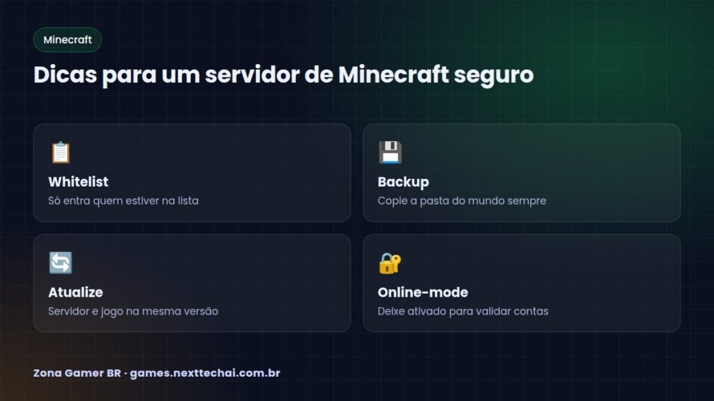 Dicas para um servidor de Minecraft seguro
