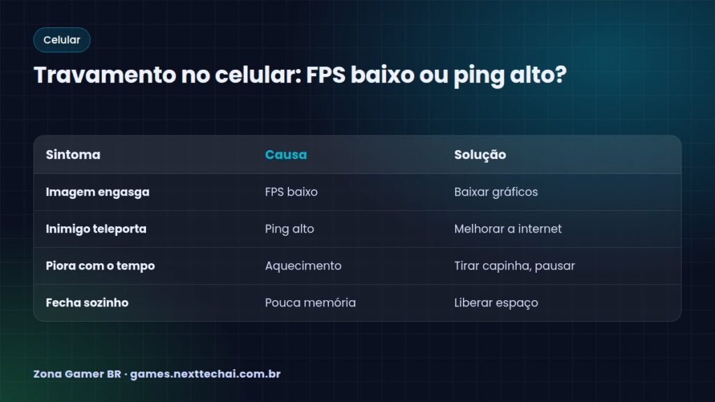 Travamento no celular: FPS baixo ou ping alto?